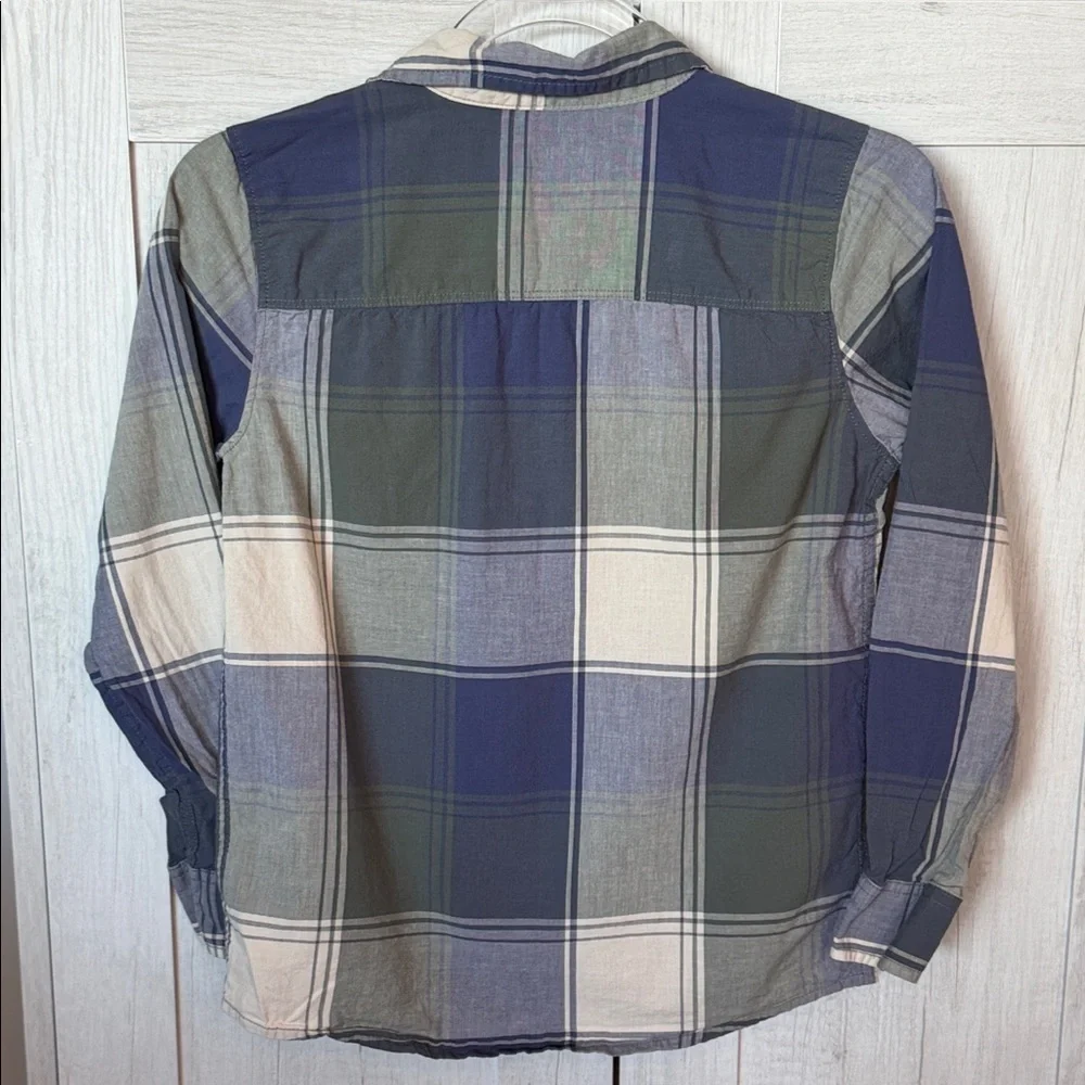 OshKosh B'gosh Navy, Green & Cream Plaid Button-Down Shirt